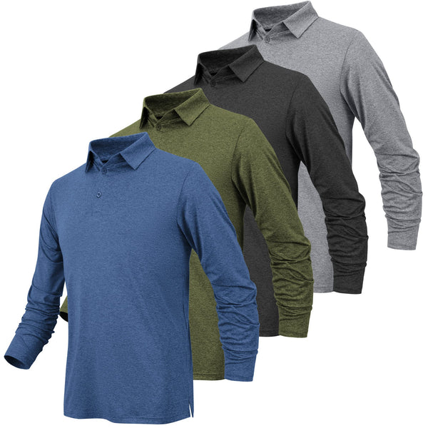 BALENNZ Long Sleeve Polo Shirts for Men Moisture Wicking Mens Long Sleeve Polo Shirts Quick Dry Golf Polos for Men